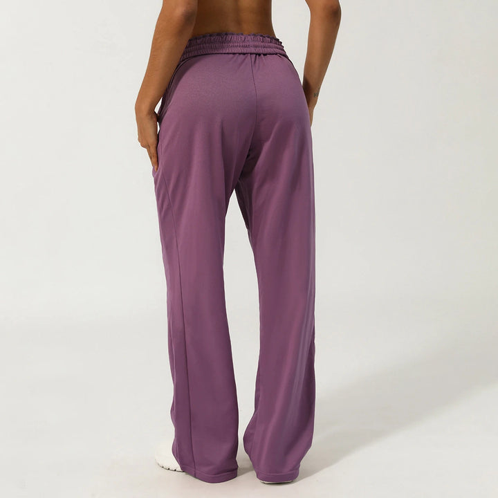 Damen-Jogginghose in Unifarben, mit Kordelzug im Bund, Tasche, Lauf- und Yogahose, locker geschnitten, weites Bein, lässige Sporthose, Trainingshose