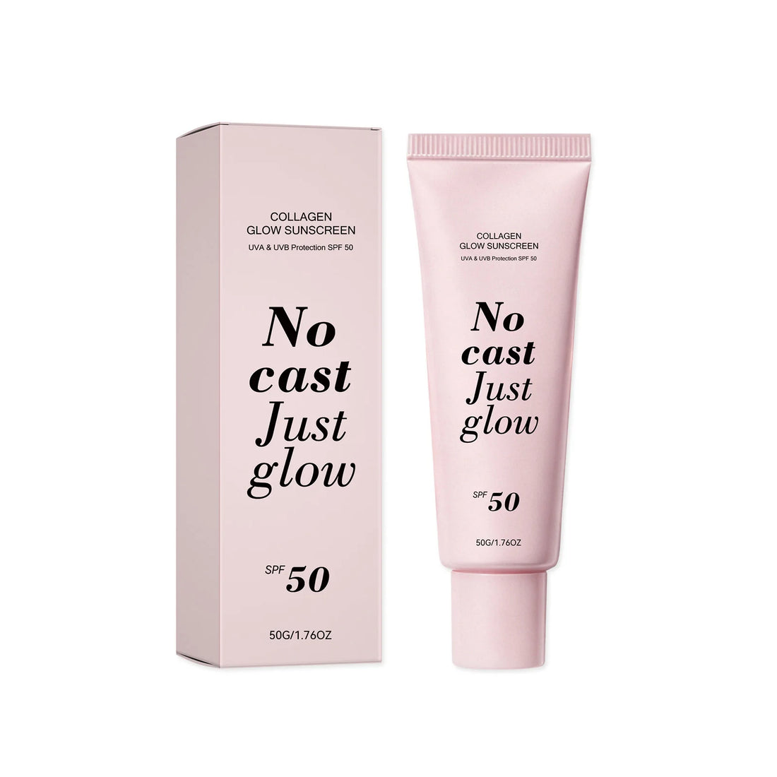 Collagen Glow Sunscreen SPF50 Broad Spectrum UVA UVB Protection No White Cast Lightweight Non Greasy Hydrating Sun Lotion For Se