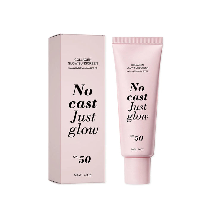 Collagen Glow Sunscreen SPF50 Broad Spectrum UVA UVB Protection No White Cast Lightweight Non Greasy Hydrating Sun Lotion For Se