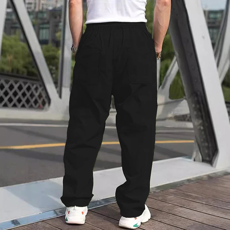 Men s Relaxed Fit Cargo Pants with Adjustable Drawstring Waistband and Multiple Pockets for Everyday Wear