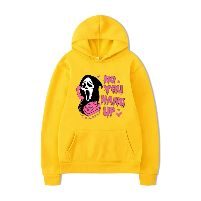 No You Hang Up Halloween Hot Selling Hoodie Colorful Printed Harajuku Hip Hop Long Sleeve Loose Hoodie Casual Top