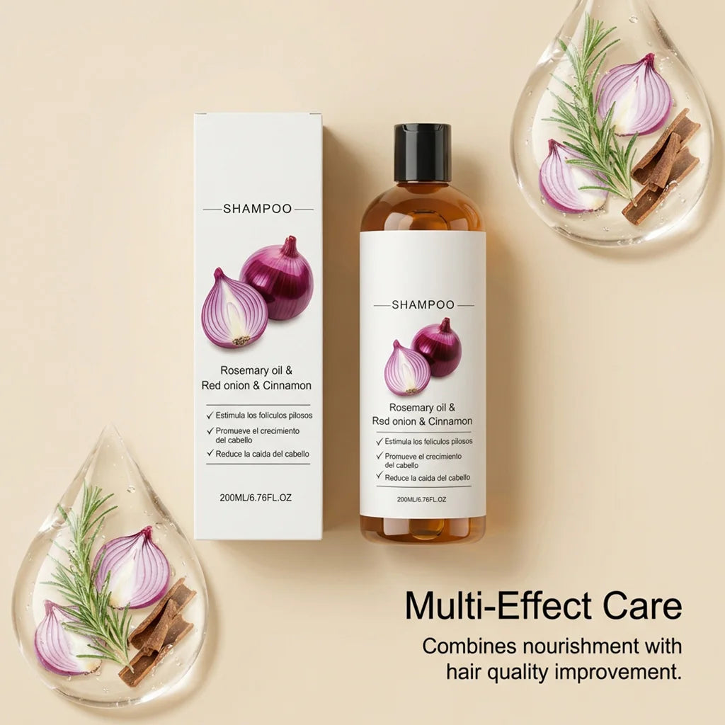 Rosemary Red Onion Shampoo Anti Hair Loss Scalp Care Hair Strengthening Volumizing Shampoo Lightweight Moisturizing Cleansing