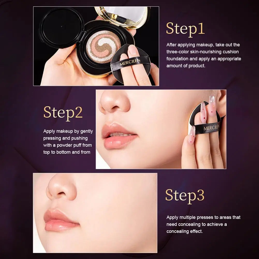 1/2PCS 3 Colors Air Cushion Plant Nourishing Skin Concealer Oil Control Moisturizing Foundation Isolating Cream Beauty Shrink Po