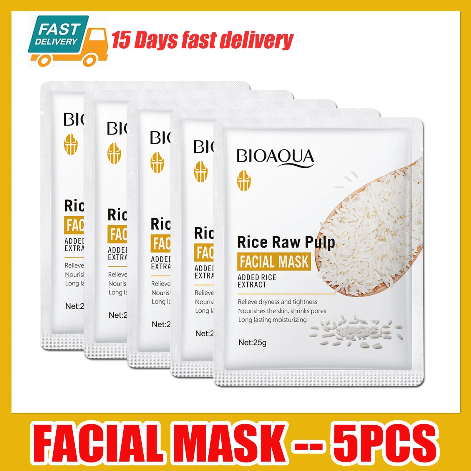 1/5/10/20pcs Rice Raw Pulp Facial Masks Moisturizing Firming Hydrating Face Mask Sheet Anti Wrinkle Mask Beauty Korean Skin Care