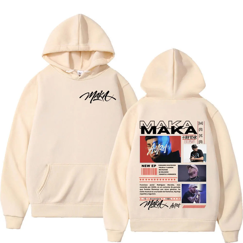 Rapper Maka Aura 2025 Tour Merch Hoodies Men's Women Fashion Hip Hop Hooded Sweatshirts Fans Gift Oversized Pullovers Streetwear