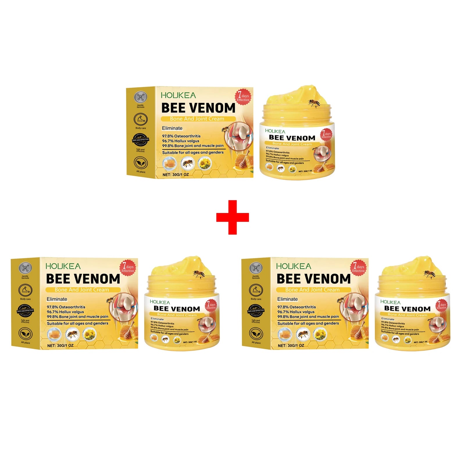 Houkea Bee Venom Joint Bone Care Cream Repair Muscle Hurt Relief Rheumatoid Pain Arthritis Treatment Body Knee Soothing Creams