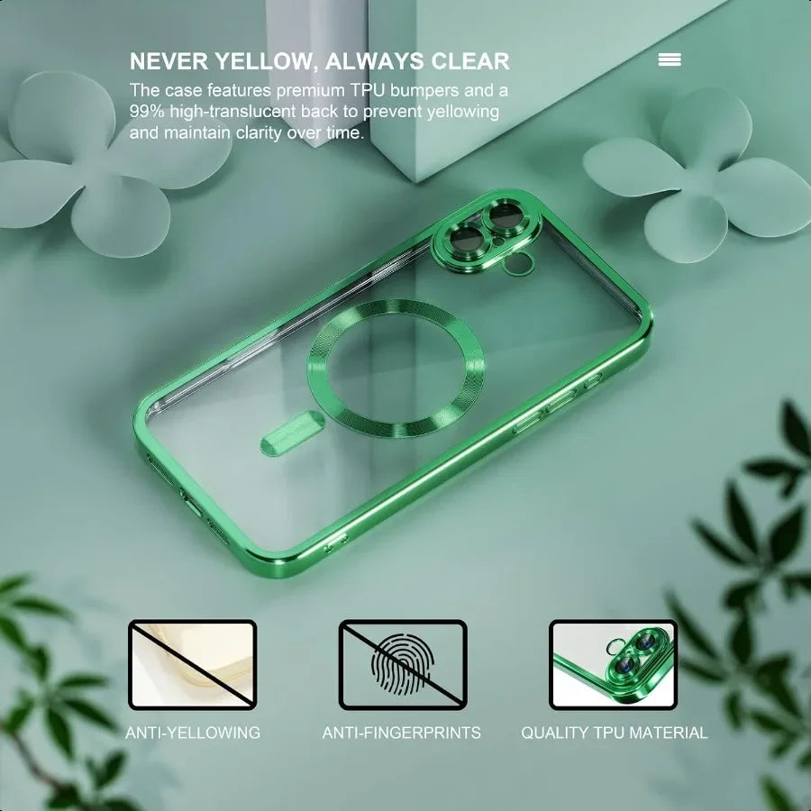 Misea Magnetic for iPhone 16 Case with MagSafe [Never Yellowing] [Military Grade Drop Protection] Full Camera Lens Protector Pl
