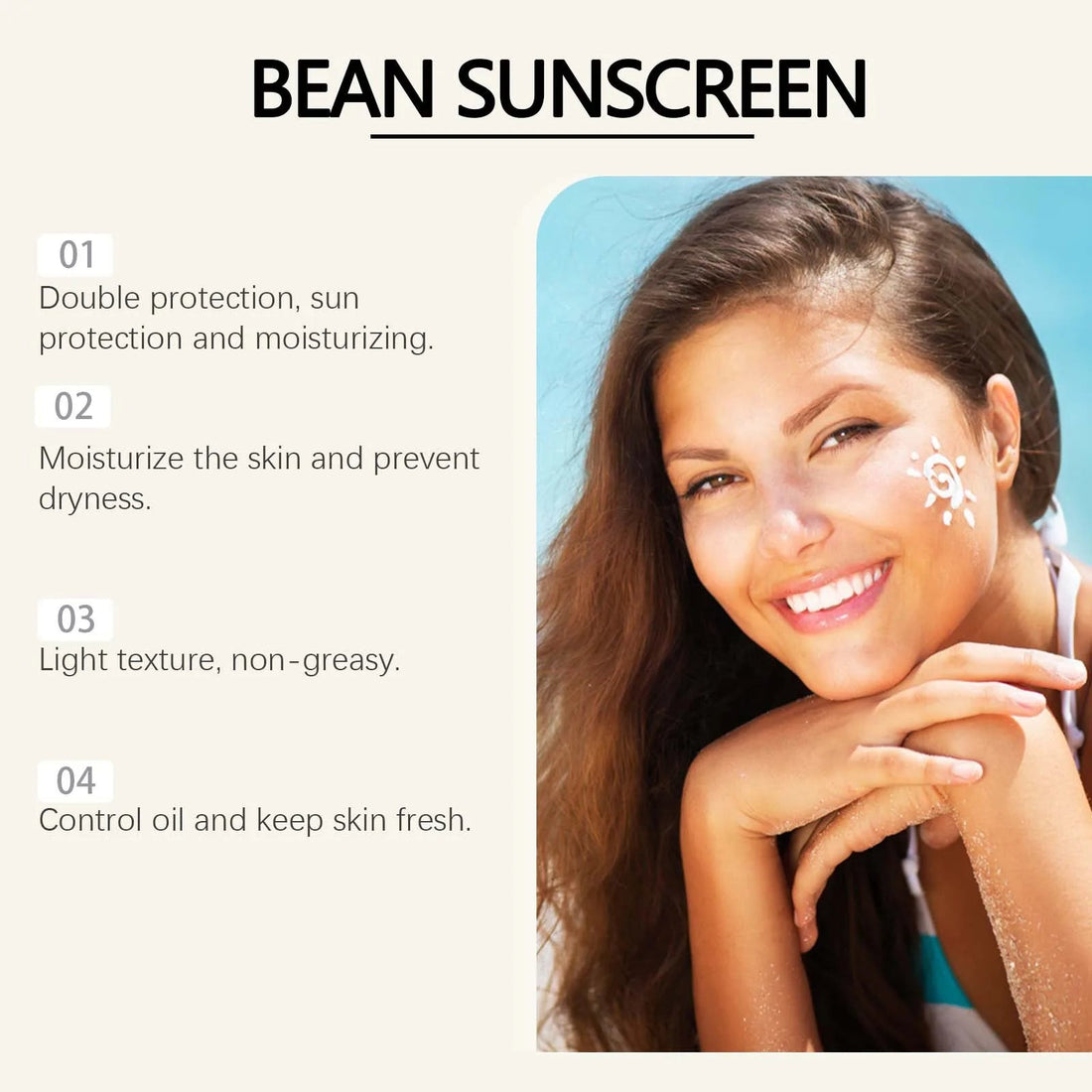 SPF 50+ Mild Moisturizing Sunscreen Soothe Cool Sunblock UVA/UVB Brighten Anti Oxidate Sun Prevent Sunburn Moisturize Sunscreen Halalzen