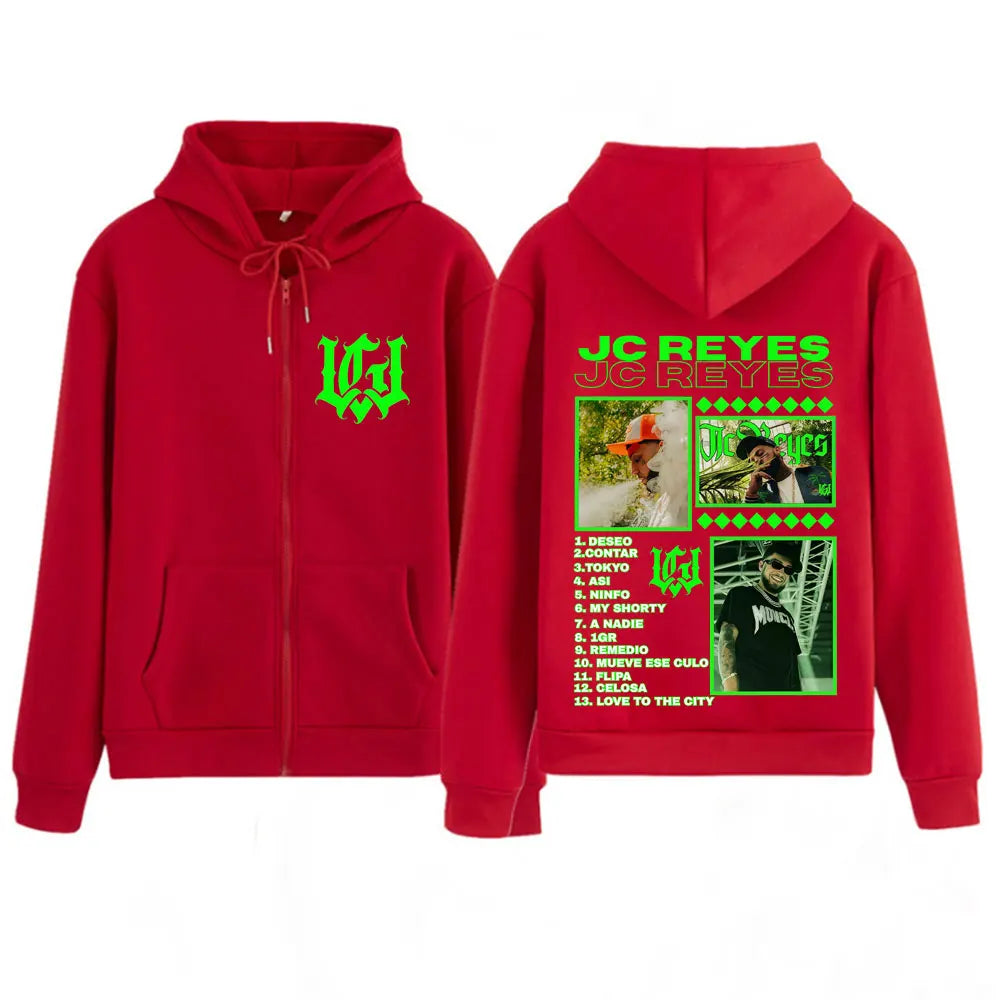 Rapper Jc Reyes Tour 2025 Graphic Zipper Jacket Winter Man Woman Fashion Hip-hop Hoodie Oversized Casual Loose Zip Uo Sweatshirt