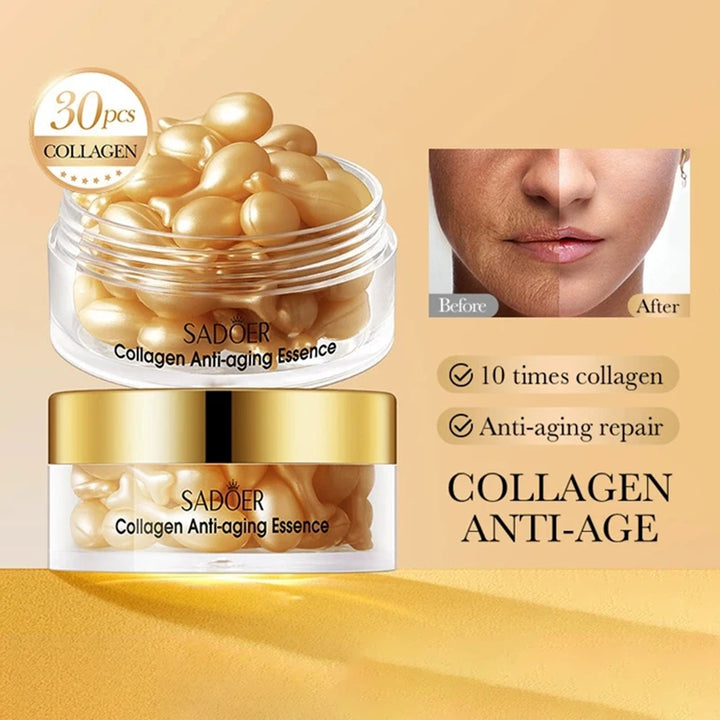 30pcs SADOER Anti Wrinkle Collagen Face Serum Capsule Facial Moisturizing Anti-aging Facial Essence Face Skin Care Products