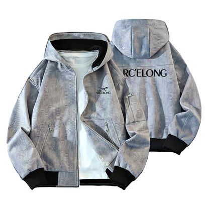 New High-quality Tie Dye Men's Multi Pocket Hooded Jacket For Spring and Autumn, Fashionable Casual Sports Commuting Top M-8XL