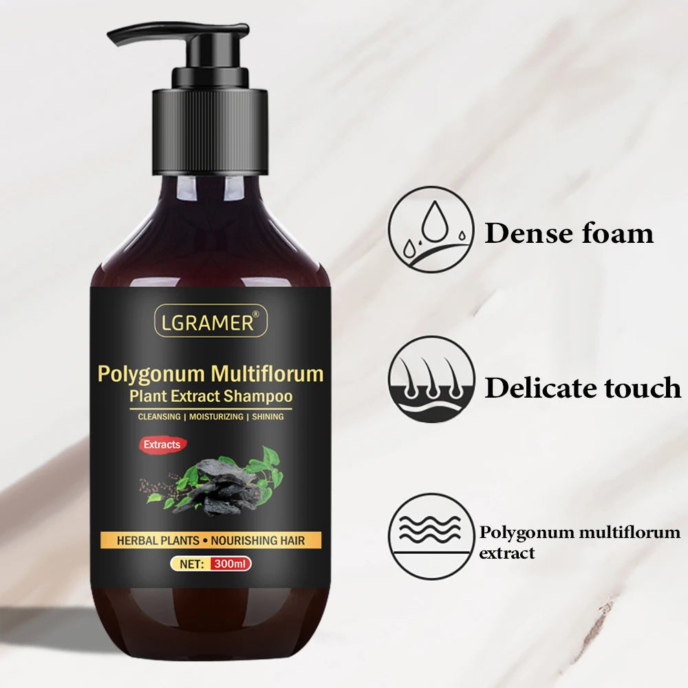 Herbal Polygonum Multiflorum Shampoo Oil Control Dandruff Control Itchy Relief Shampoo Moisturizing Nourishing for Men and Women Halalzen