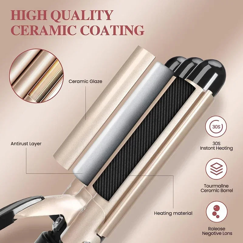 Professional Hair Curling Iron Ceramic Triple Barrel Hair Curler Irons Hair Wave Waver Styling Tools Hair Styling Appliances Halalzen