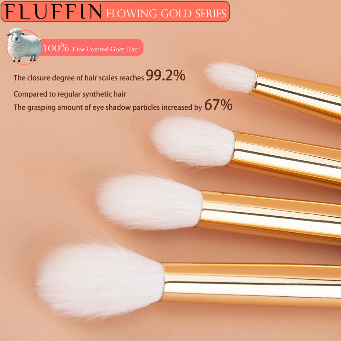 Eyeshadow Crease Brush Goat Hair Flame Nose Shadow Eye Shadow Blending Crease Makeup Brush Copper Rosewood High End Makeup Tool