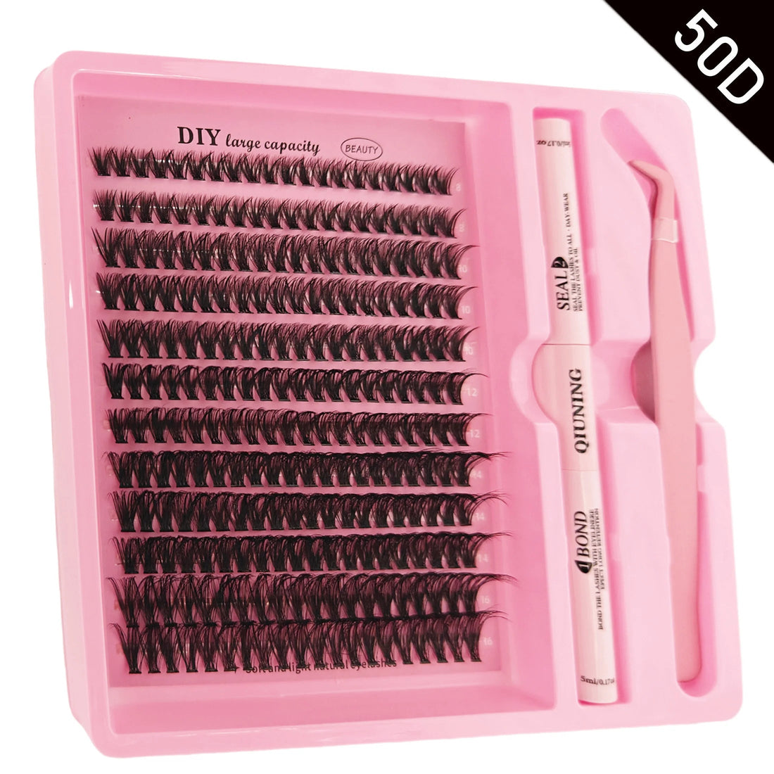 QIUNING Eyelash Clusters Kit Fluffy Individual Lashes Lash Bond and Seal and Remover Faux Mink Lashes Eyelash Extension DIY Halalzen