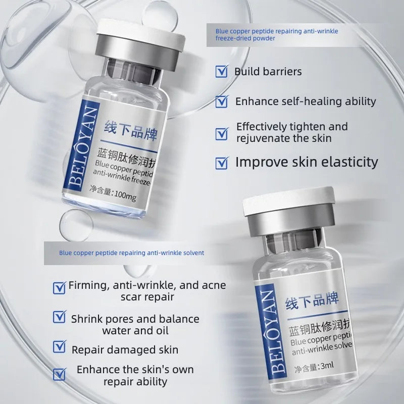 GHK-Cu Blue Copper Peptide Anti-Wrinkle Freeze-Dried Powder - Anti-Wrinkle & Soothing Face Serum with Hyaluronic Acid