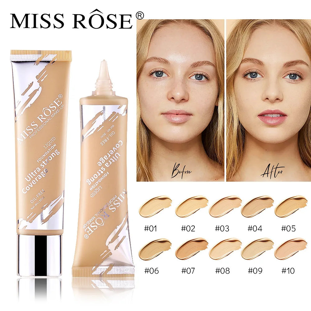 Oil‑control LongLasting Foundation Cream Natural Buildable Coverage Concealer Makeup Base Sweat Proof Non‑fading Facial Cosmetic