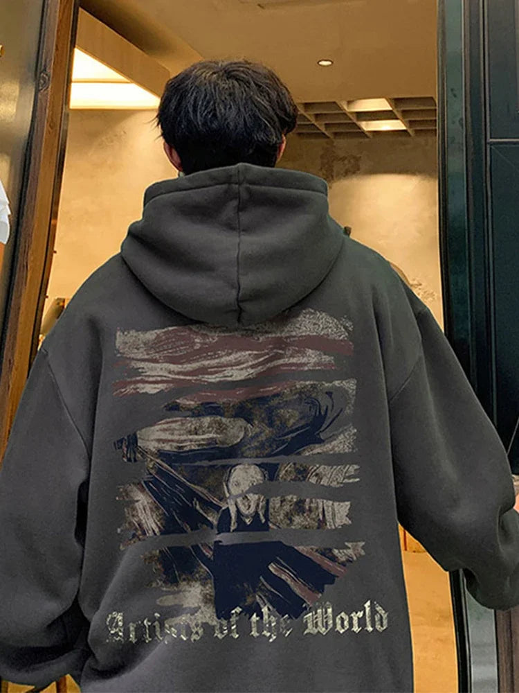 Autumn Goth Graphic Print Hooded Sweatshirts For Men Oversized Y2K Streetwear Hoodies New In Harajuku Fashion Pullover Hoodie