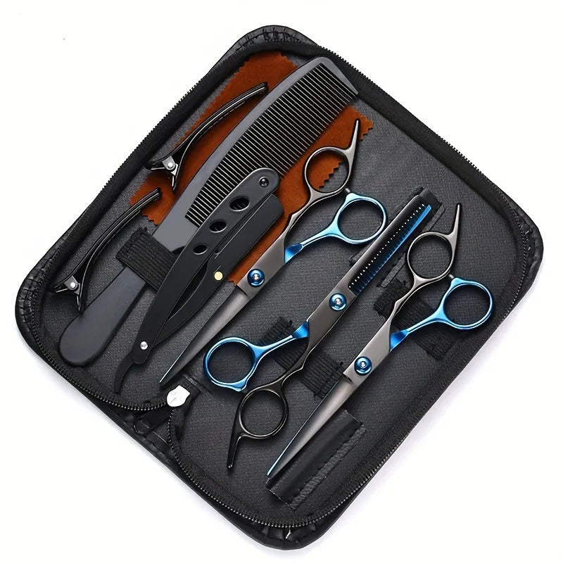 Stainless Steel Hair Scissors Set - Professional Thinning & Texturing Shears, Layered Hair Cutting Tools for Home Barber Kit