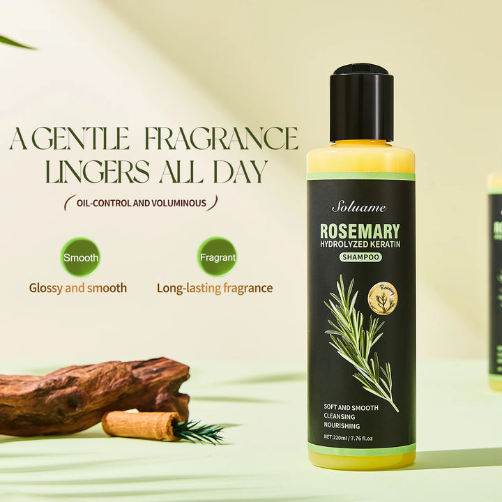Rosemary Shampoo with Hydrolyzed Keratin - Soft, Smooth & Nourishing Hair Treatment, Cleansing for Dry, Frizzy Hair