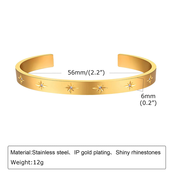 Brazalete Abierto Ajustable en Forma de Estrella Estallido para Mujer Acero Inoxidable con Incrustación de Circonio Cúbico Encanto de Capas Joyería