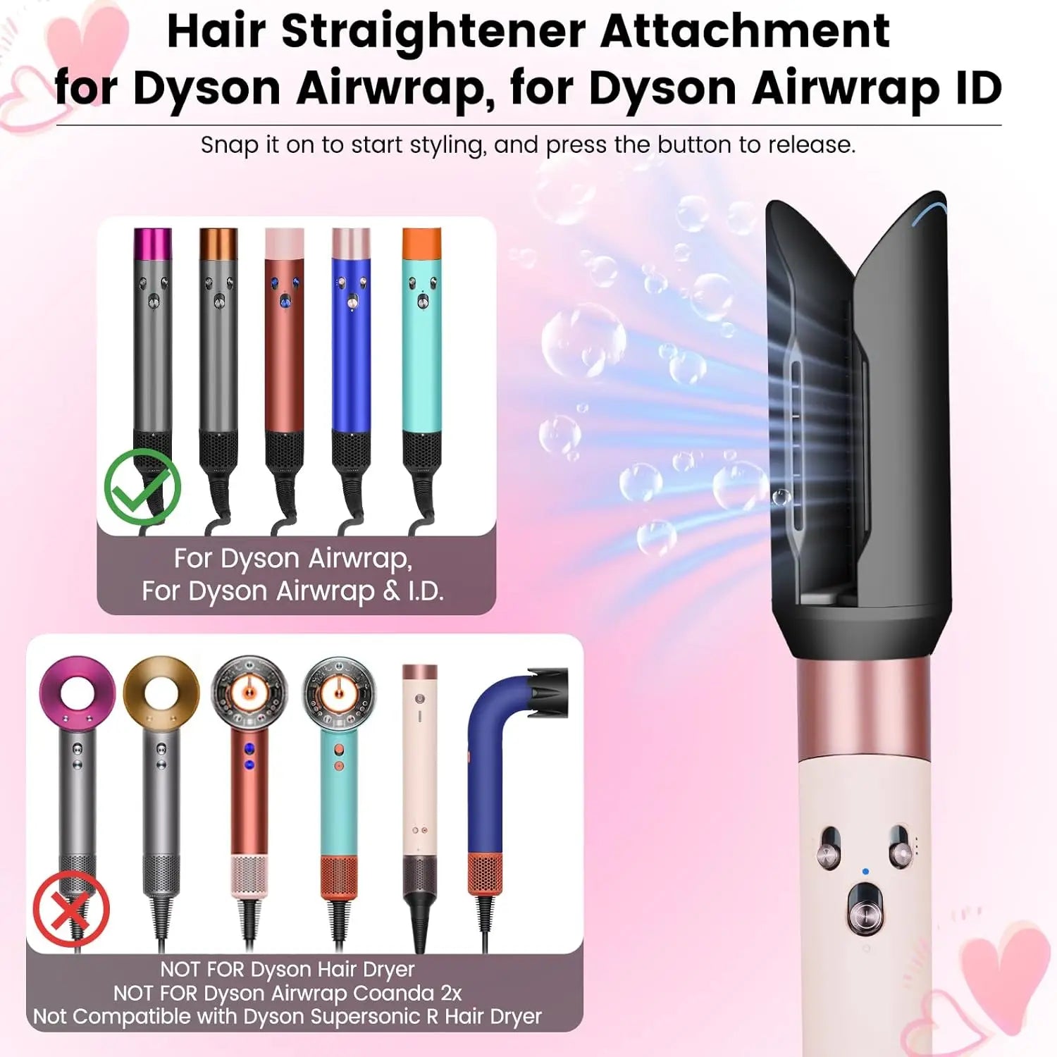 Hair Smoothing Nozzle Gentle Airflow Hair Smooth Attachment Compatible with HS01/05/08 Airwrap Sleek Polished Straight Hairs Halalzen