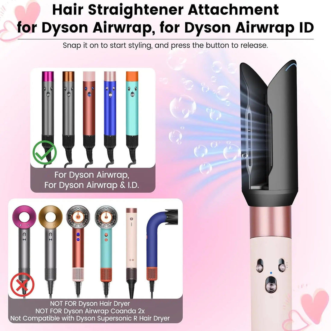 Hair Smoothing Nozzle Gentle Airflow Hair Smooth Attachment Compatible with HS01/05/08 Airwrap Sleek Polished Straight Hairs Halalzen