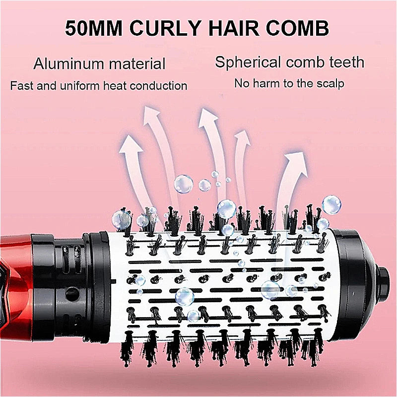3-in-1 Hot Air Styler Rotating Hair Dryer Brush Set with 2 Interchangeable Brushes | Anti-Frizz Hot Air Spin Brush for Fast Drying Straightening Curling | Portable Multifunctional Hair Styling Tool for Salon-Quality Results a