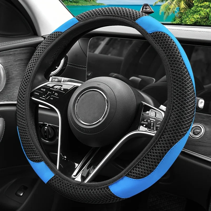 Ice Silk Mesh Steering Wheel Cover Without Inner Ring - Stylish, Breathable & Non-Slip Car Wheel Protector  38cm Fit for Cars