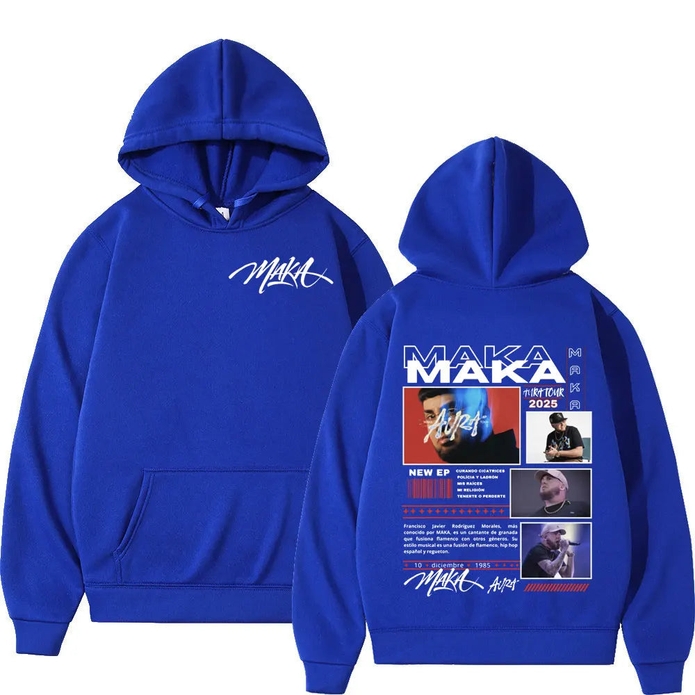 Rapper Maka Aura 2025 Tour Merch Hoodies Men's Women Fashion Hip Hop Hooded Sweatshirts Fans Gift Oversized Pullovers Streetwear