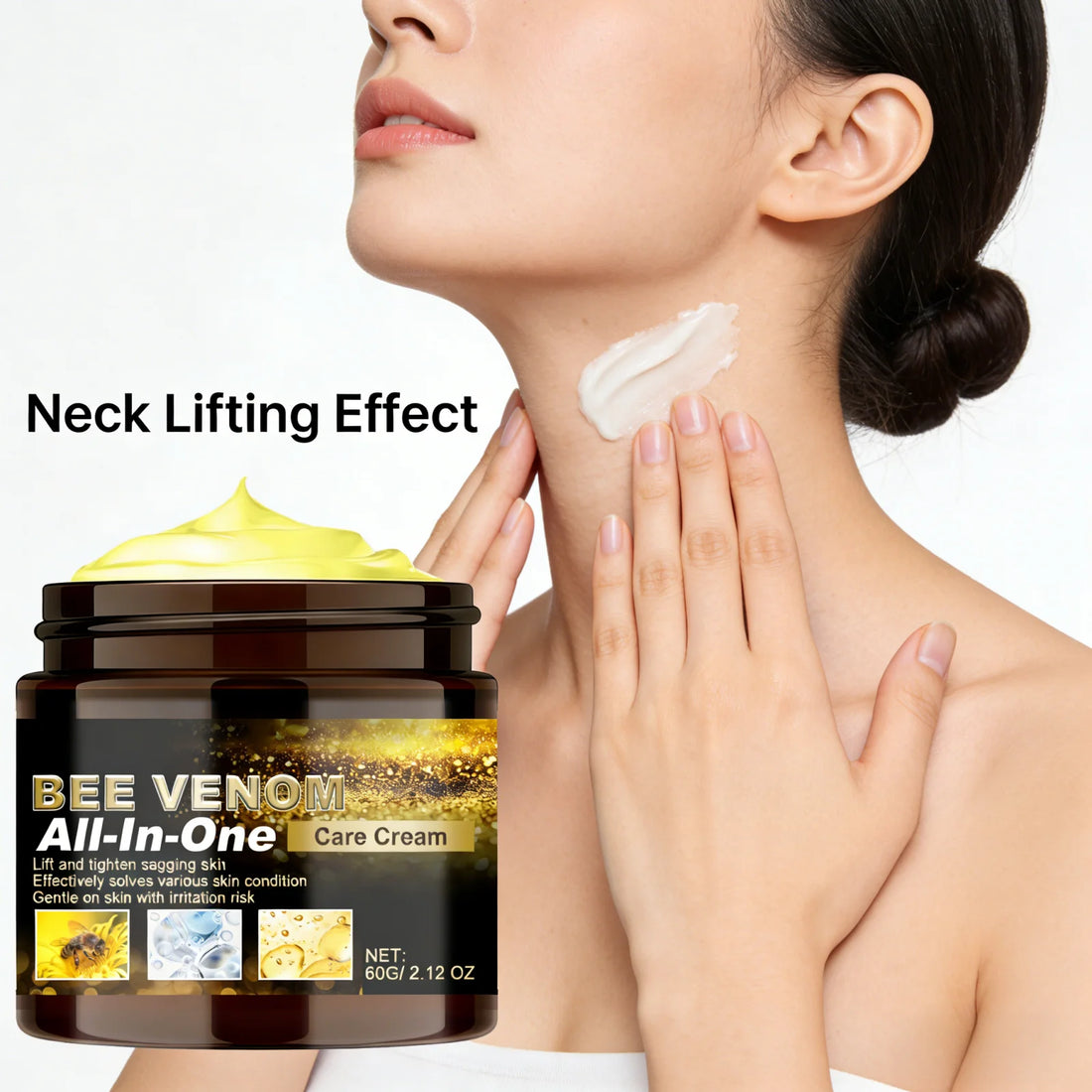 Bee Venom Wrinkle Removal Cream Tighten Skin Elasticity Enhancement Deep Hydration All in One Tea Tree Oil Body Moisturizer 60g