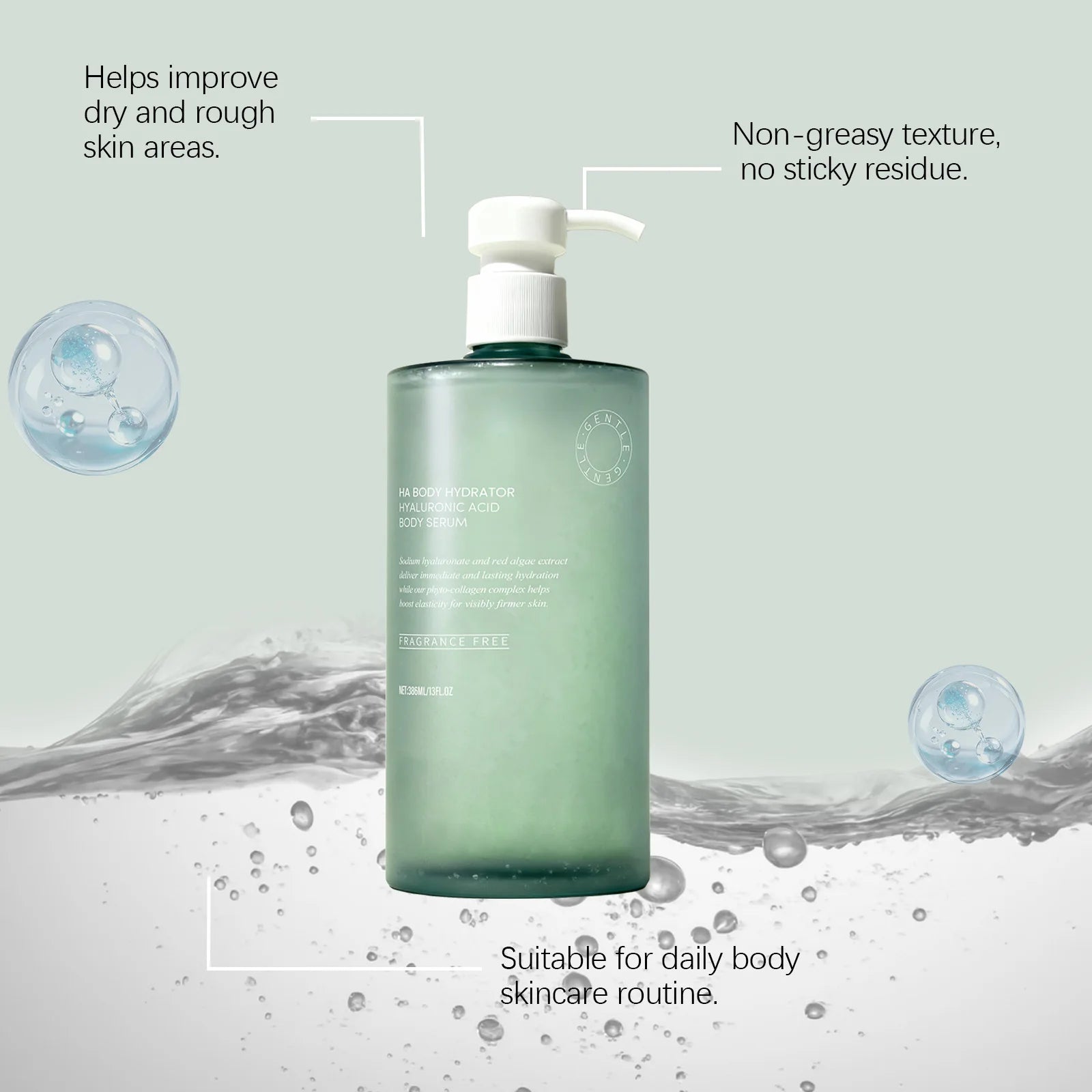 AMZ 386ml Hyaluronic Acid Body Essence Moisturize and Nourish the Body Skin, Elastic, Soft, Smooth, Refreshing and Non-Sticky