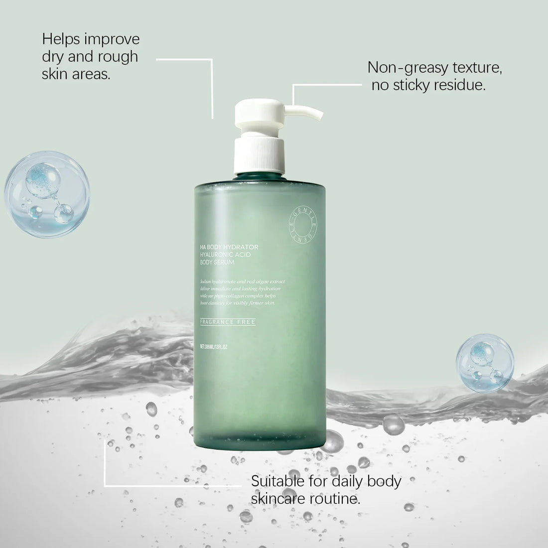 AMZ 386ml Hyaluronic Acid Body Essence Moisturize and Nourish the Body Skin, Elastic, Soft, Smooth, Refreshing and Non-Sticky