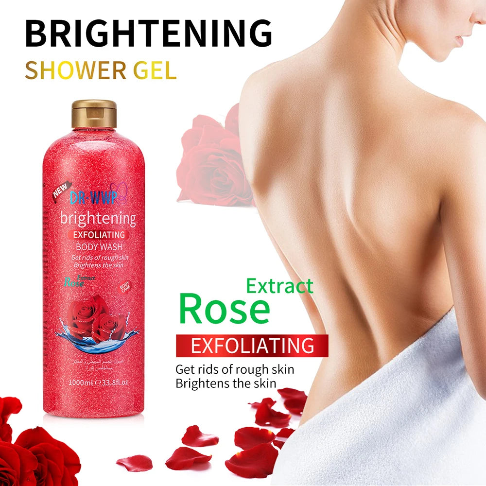1000ml Lavender Kojic Acid AHA Shower Gel Deep Cleansing Brighten Skin Scrub Body Wash Exfoliator Body Care Fragrance Skincare