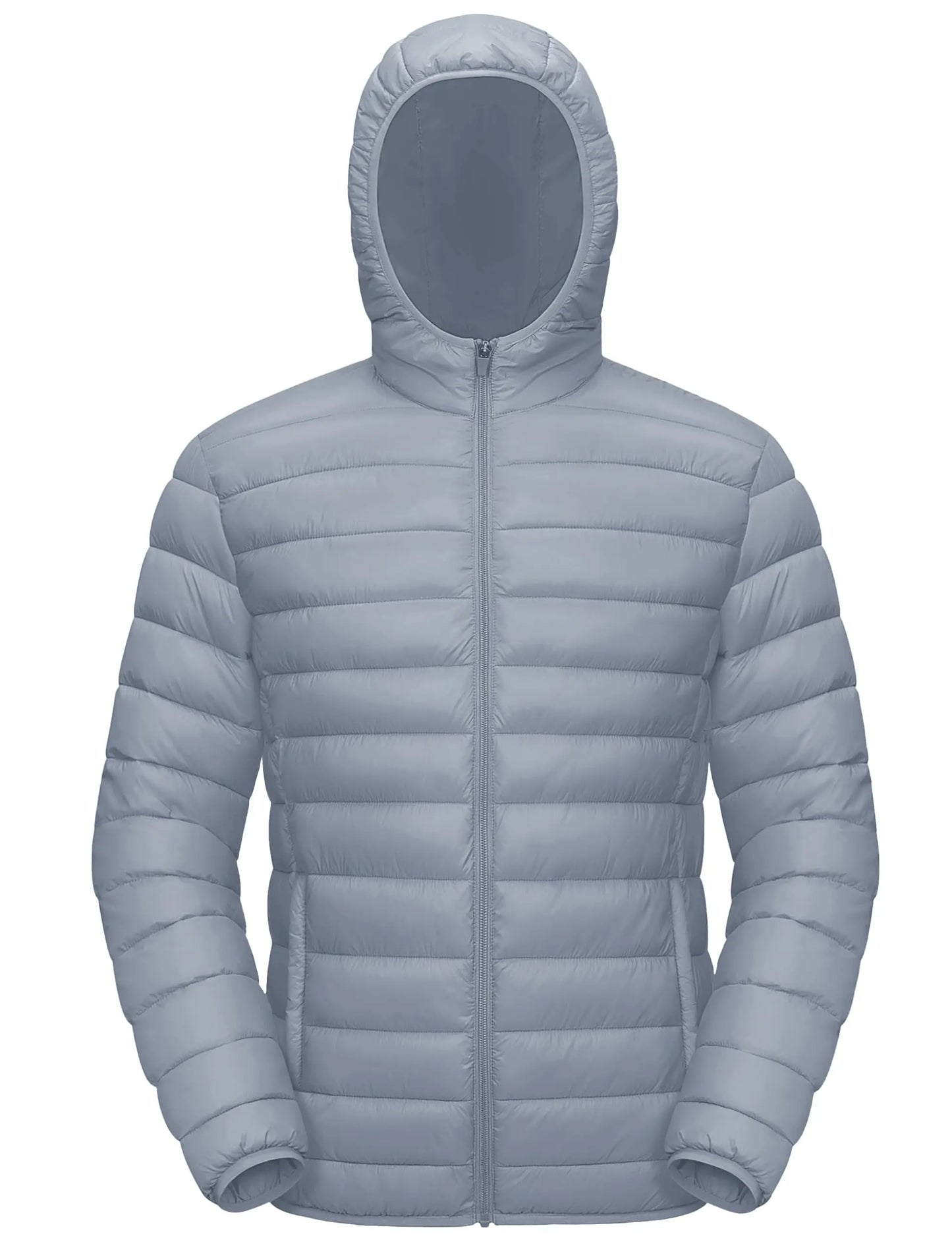 Men’s Winter Insulated Lightweight Puffer Hooded Windbreaker Quilted Coat Water-Resistant Full Zip Bubble Jackets Hiking Coat