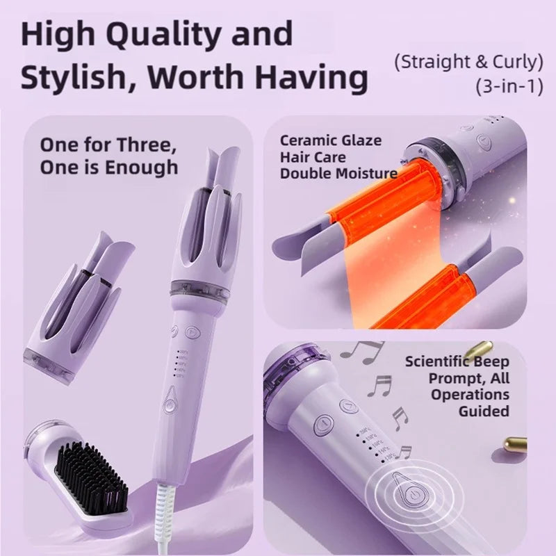 TINSOL 3-in-1 Automatic Curling Iron Large Wave Styling Curler Hair Perm Lazy Dual-Use Curling Iron Multi-Function Styling Tool