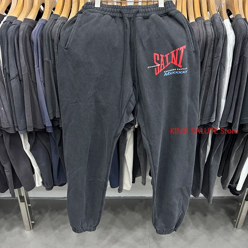 High Quality Saint Winter Cotton SMOKERS FANTASY Letter Printed Washed Vintage Casual Hoodies Men
