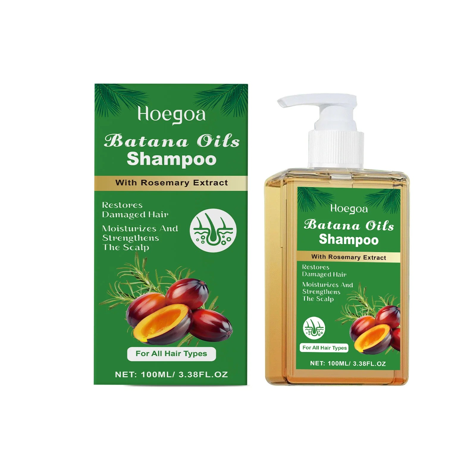 100/300ml Batana Oil & Rosemary Hair Care Shampoo Deep Nourishing Scalp Remove Dandruff Strengthens Hair for Shiny Shampoo Hair