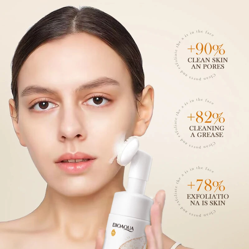 BIOAQUA White Rice Facial Cleanser Whitening Deep Cleansing Face Massage Moisturizing Anti-aging Face Wash Foam Facial Cleanser Halalzen