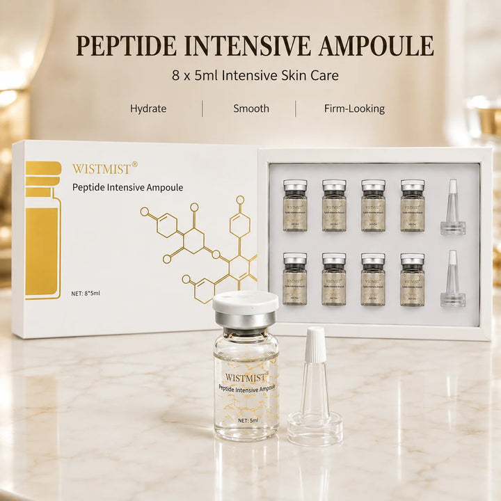 WISTMIST Peptide Serum for Face, 8 x 5ml Intensive Ampoule Facial Serum, Hydrating Firming Smoothing Face & Neck Essence, Fine Line & Elasticity Skin Care, Lightweight Daily Facial Serum for All Skin Types