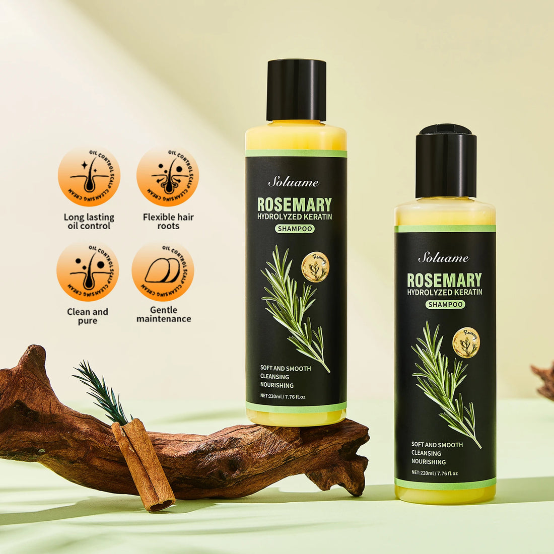 Rosemary Shampoo with Hydrolyzed Keratin - Soft, Smooth & Nourishing Hair Treatment, Cleansing for Dry, Frizzy Hair