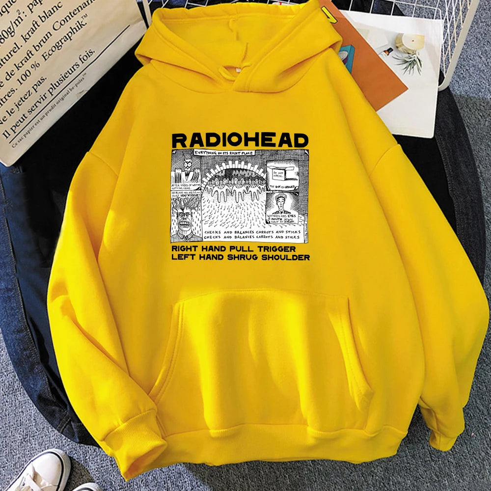 Fashion Radiohead Hoodie for Men/Women Rock Band Music Fans Sweatshirts Oversized Graphic Clothes Harajuku Couple Sweatshirt Man