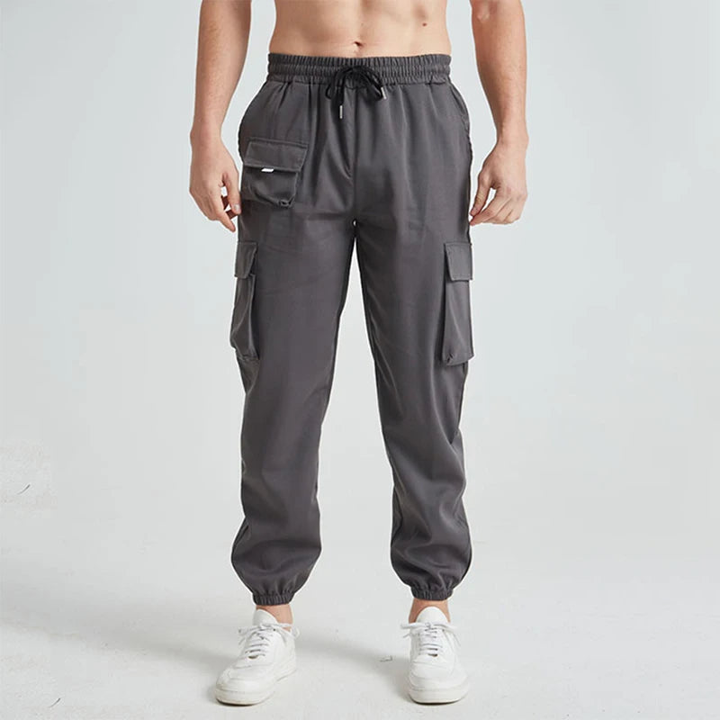 Men s Outdoor Hiking Cargo Pants Lightweight Quick Dry Breathable Trousers with Adjustable Waistband and Pockets