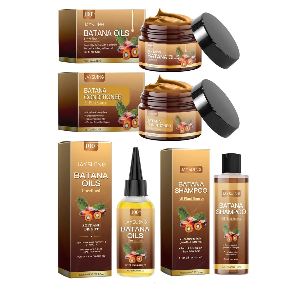 Hair Care Product Batana Oil Shampoo Conditioner Repair Split Ends Frizzy Damage Moisturize Smooth Shiny Keratin Hair Mask Serum Halalzen