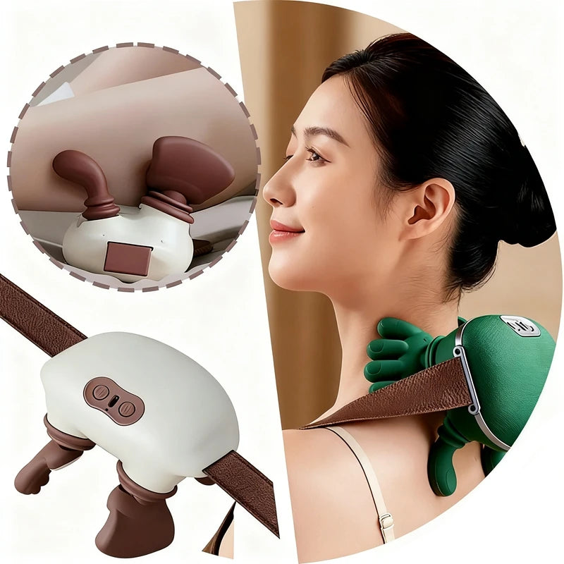 Smarti Wireless Neck Shoulder Massager Electric Kneading Heated Vibration Pillow for Cervical Back Waist Leg Muscle Pain Relief