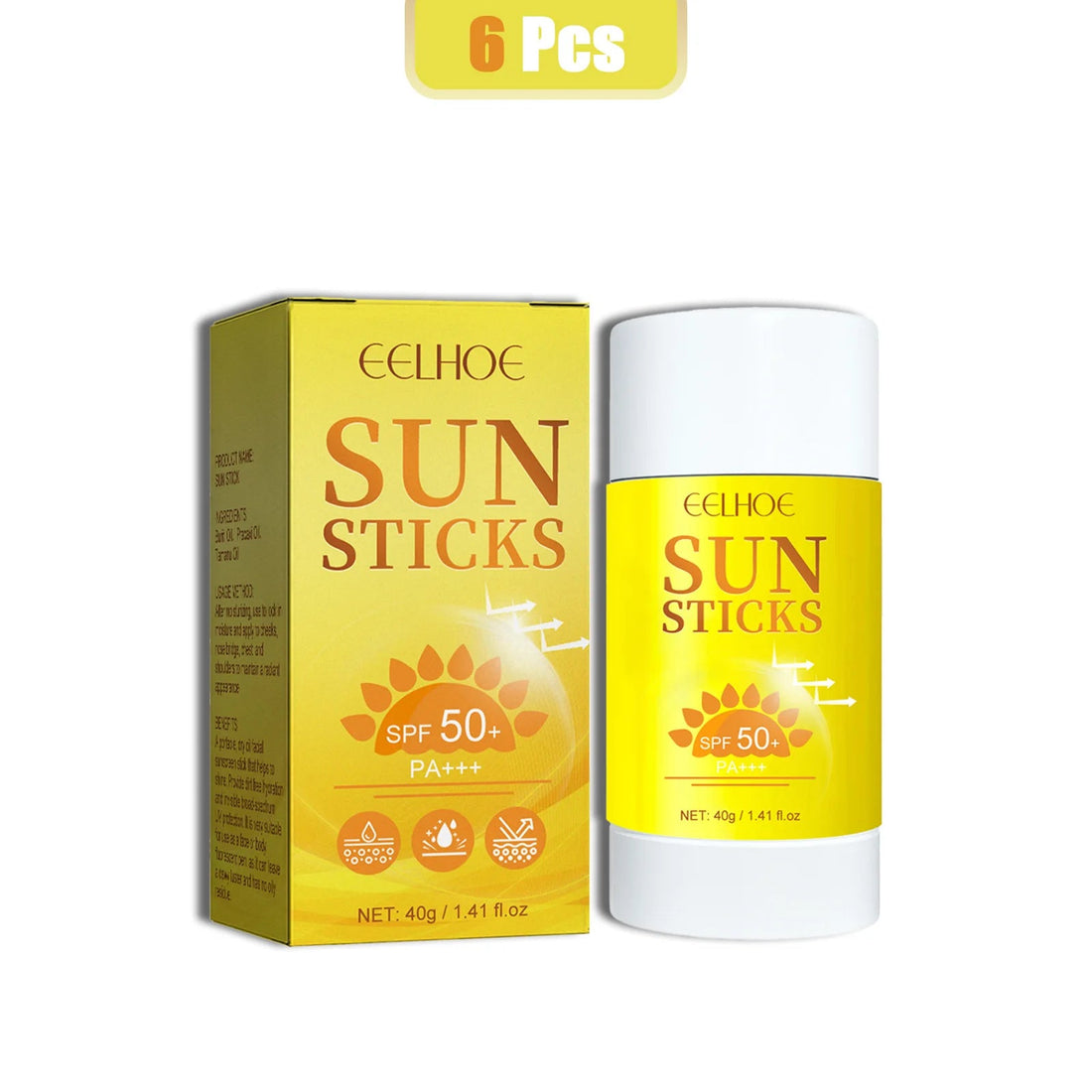 EELHOE 40g Coverage Sunscreen Stick SPF 50+ Anti-UV Moisturizing Preventing Dry Skin Long-lasting Protector Portable Care Body Halalzen