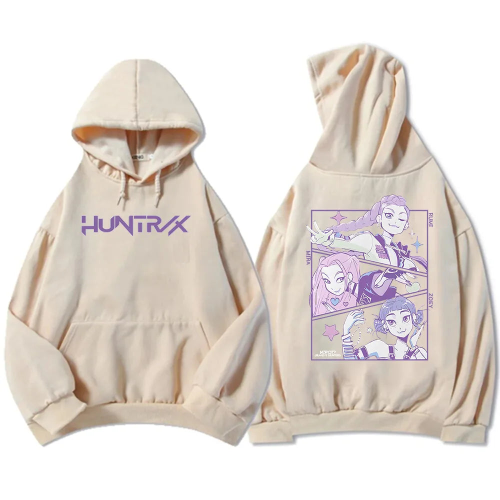 Men Women Hoodies KPop Demon Hunters Movie Graphic Sweatshirts Fleece Warm Hooded Pullovers 2025 Fashion Male Sudadera Print Top