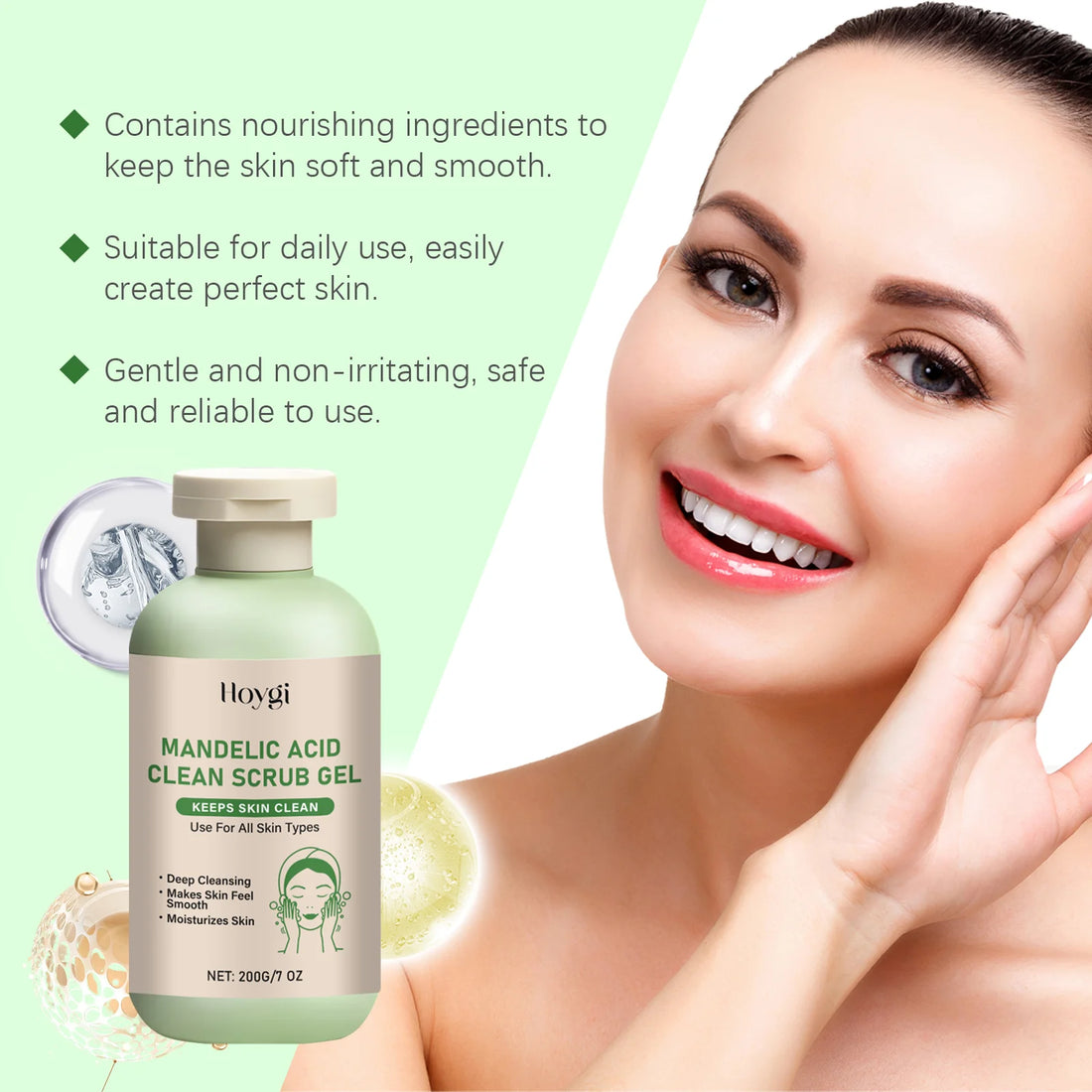 Mandelic Acid Body Clean Scrub Gel Exfoliating Gentle Dead Skin Remover Smoothing Skin Care Hydrating Deep Cleansing Scrub