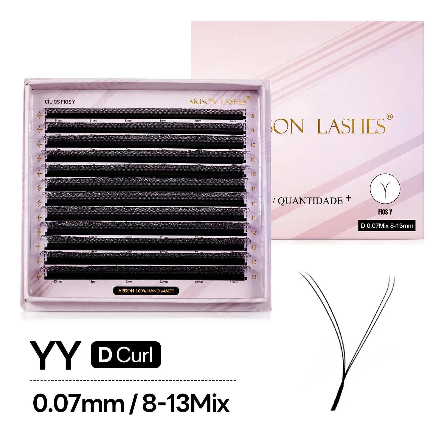 ARISON Plus 2 in 1 YY/3D/4D/5D W Lashes Magnetic Carton Premade Volume Fans Eyelashes Extension YY W-shape Eye Lashes For Whole