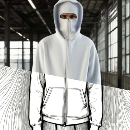 2025 Autumn/Winter New Men's and Women's Double Hats with Velvet Hoodie Coat Zipper Windproof and Warm Couple Hip Hop Sports Top